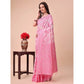 Generic Women's Cotton Printed Saree With Unstitched Blouse 5.5Mtr (Pink) - MYLUXURY LANE ENTERPRISE