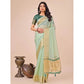 Generic Women's Organza Printed Saree With Unstitched Blouse 5.5Mtr (Olive Green) - MYLUXURY LANE ENTERPRISE