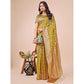 Generic Women's Linen Cotton Printed Saree With Unstitched Blouse 5.5Mtr (Olive Green) - MYLUXURY LANE ENTERPRISE