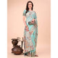 Generic Women's Linen Cotton Printed Saree With Unstitched Blouse 5.5Mtr (Sky Blue) - MYLUXURY LANE ENTERPRISE