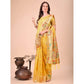 Generic Women's Linen Cotton Printed Saree With Unstitched Blouse 5.5Mtr (Yellow) - MYLUXURY LANE ENTERPRISE