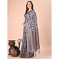 Generic Women's Cotton Printed Saree With Unstitched Blouse 5.5Mtr (Navy Blue) - MYLUXURY LANE ENTERPRISE