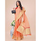 Generic Women's Organza Printed Saree With Unstitched Blouse 5.5Mtr (Peach) - MYLUXURY LANE ENTERPRISE