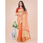 Generic Women's Organza Printed Saree With Unstitched Blouse 5.5Mtr (Peach) - MYLUXURY LANE ENTERPRISE