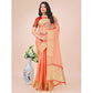 Generic Women's Organza Printed Saree With Unstitched Blouse 5.5Mtr (Peach) - MYLUXURY LANE ENTERPRISE