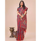 Generic Women's Cotton Printed Saree With Unstitched Blouse 5.5Mtr (Red) - MYLUXURY LANE ENTERPRISE