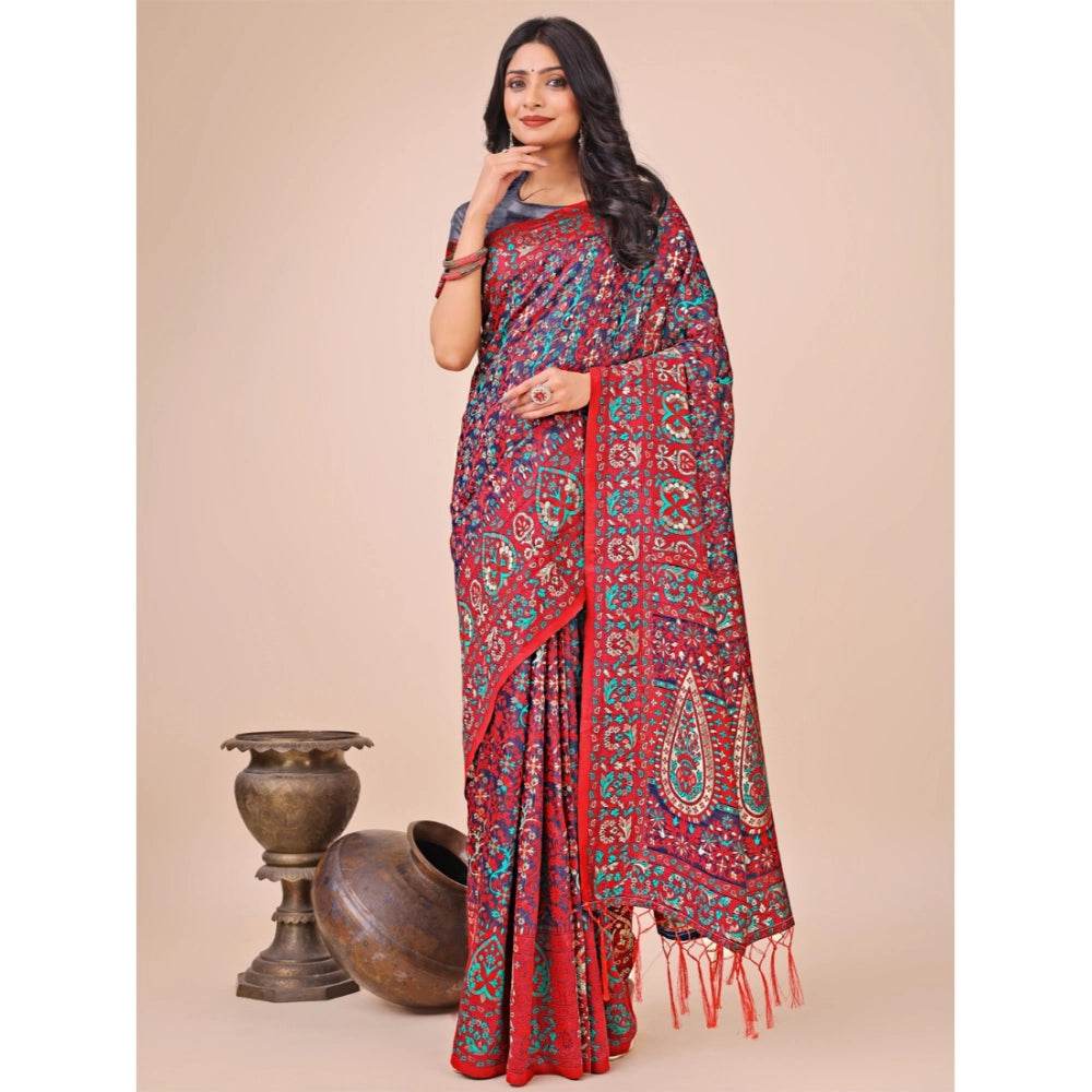 Generic Women's Cotton Printed Saree With Unstitched Blouse 5.5Mtr (Pink) - MYLUXURY LANE ENTERPRISE