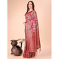 Generic Women's Cotton Printed Saree With Unstitched Blouse 5.5Mtr (Red) - MYLUXURY LANE ENTERPRISE