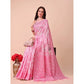 Generic Women's Cotton Printed Saree With Unstitched Blouse 5.5Mtr (Pink) - MYLUXURY LANE ENTERPRISE