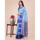 Generic Women's Lichi Silk Printed Saree With Unstitched Blouse 5.5Mtr (Sky Blue) - MYLUXURY LANE ENTERPRISE