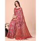 Generic Women's Cotton Printed Saree With Unstitched Blouse 5.5Mtr (Red) - MYLUXURY LANE ENTERPRISE