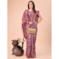 Generic Women's Cotton Printed Saree With Unstitched Blouse 5.5Mtr (Magenta) - MYLUXURY LANE ENTERPRISE