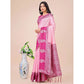 Generic Women's Lichi Silk Printed Saree With Unstitched Blouse 5.5Mtr (Light Pink) - MYLUXURY LANE ENTERPRISE