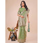 Generic Women's Linen Cotton Printed Saree With Unstitched Blouse 5.5Mtr (Green) - MYLUXURY LANE ENTERPRISE