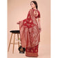 Generic Women's Cotton Printed Saree With Unstitched Blouse 5.5Mtr (Maroon) - MYLUXURY LANE ENTERPRISE