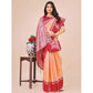 Generic Women's Lichi Silk Printed Saree With Unstitched Blouse 5.5Mtr (Peach) - MYLUXURY LANE ENTERPRISE