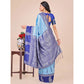 Generic Women's Lichi Silk Printed Saree With Unstitched Blouse 5.5Mtr (Sky Blue) - MYLUXURY LANE ENTERPRISE