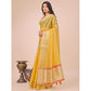 Generic Women's Organza Printed Saree With Unstitched Blouse 5.5Mtr (Yellow) - MYLUXURY LANE ENTERPRISE