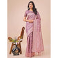 Generic Women's Linen Cotton Printed Saree With Unstitched Blouse 5.5Mtr (Purple) - MYLUXURY LANE ENTERPRISE