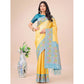 Generic Women's Lichi Silk Printed Saree With Unstitched Blouse 5.5Mtr (Yellow) - MYLUXURY LANE ENTERPRISE
