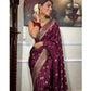 Generic Women's Silk Printed Saree With Unstitched Blouse 5.5Mtr (Wine) - MYLUXURY LANE ENTERPRISE