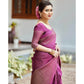 Generic Women's Silk Printed Saree With Unstitched Blouse 5.5Mtr (Purple) - MYLUXURY LANE ENTERPRISE