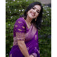 Generic Women's Silk Printed Saree With Unstitched Blouse 5.5Mtr (Purple) - MYLUXURY LANE ENTERPRISE
