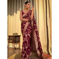 Generic Women's Silk Printed Saree With Unstitched Blouse 5.5Mtr (Maroon) - MYLUXURY LANE ENTERPRISE