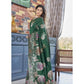 Generic Women's Silk Printed Saree With Unstitched Blouse 5.5Mtr (Green) - MYLUXURY LANE ENTERPRISE