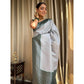 Generic Women's Silk Printed Saree With Unstitched Blouse 5.5Mtr (Grey) - MYLUXURY LANE ENTERPRISE
