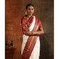 Generic Women's Silk Printed Saree With Unstitched Blouse 5.5Mtr (White-Maroon) - MYLUXURY LANE ENTERPRISE