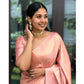 Generic Women's Silk Printed Saree With Unstitched Blouse 5.5Mtr (Peach) - MYLUXURY LANE ENTERPRISE