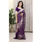 Generic Women's Silk Printed Saree With Unstitched Blouse 5.5Mtr (Purple) - MYLUXURY LANE ENTERPRISE