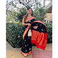 Generic Women's Silk Printed Saree With Unstitched Blouse 5.5Mtr (Black-Red) - MYLUXURY LANE ENTERPRISE