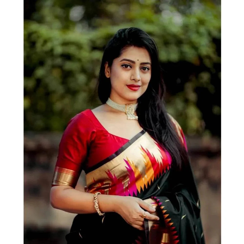 Generic Women's Silk Printed Saree With Unstitched Blouse 5.5Mtr (Multicolor) - MYLUXURY LANE ENTERPRISE