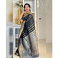 Generic Women's Silk Printed Saree With Unstitched Blouse 5.5Mtr (Black) - MYLUXURY LANE ENTERPRISE
