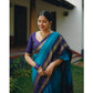 Generic Women's Silk Printed Saree With Unstitched Blouse 5.5Mtr (Blue) - MYLUXURY LANE ENTERPRISE