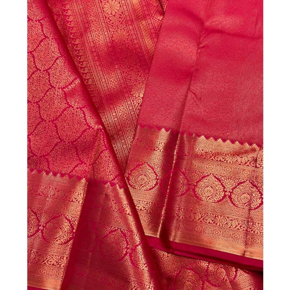 Generic Women's Silk Printed Saree With Unstitched Blouse 5.5Mtr (Rani Pink) - MYLUXURY LANE ENTERPRISE