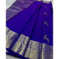 Generic Women's Silk Printed Saree With Unstitched Blouse 5.5Mtr (Royal Blue) - MYLUXURY LANE ENTERPRISE