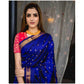 Generic Women's Silk Printed Saree With Unstitched Blouse 5.5Mtr (Blue) - MYLUXURY LANE ENTERPRISE