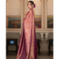 Generic Women's Silk Printed Saree With Unstitched Blouse 5.5Mtr (Wine) - MYLUXURY LANE ENTERPRISE
