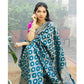 Generic Women's Silk Printed Saree With Unstitched Blouse 5.5Mtr (Sky Blue) - MYLUXURY LANE ENTERPRISE