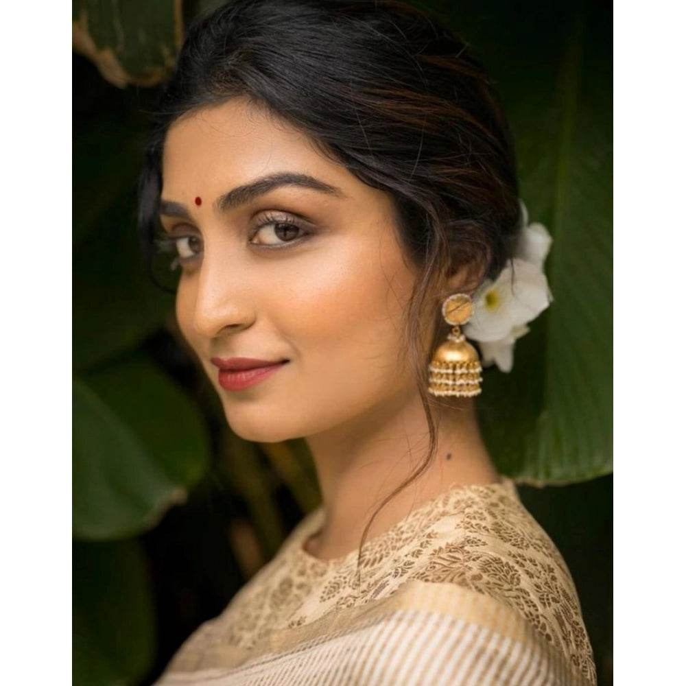 Generic Women's Silk Printed Saree With Unstitched Blouse 5.5Mtr (Off White) - MYLUXURY LANE ENTERPRISE