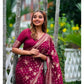 Generic Women's Silk Printed Saree With Unstitched Blouse 5.5Mtr (Wine) - MYLUXURY LANE ENTERPRISE