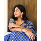 Generic Women's Silk Printed Saree With Unstitched Blouse 5.5Mtr (Royal Blue) - MYLUXURY LANE ENTERPRISE