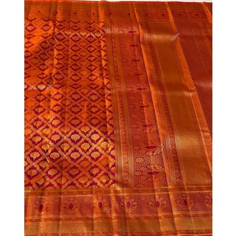 Generic Women's Silk Printed Saree With Unstitched Blouse 5.5Mtr (Red) - MYLUXURY LANE ENTERPRISE