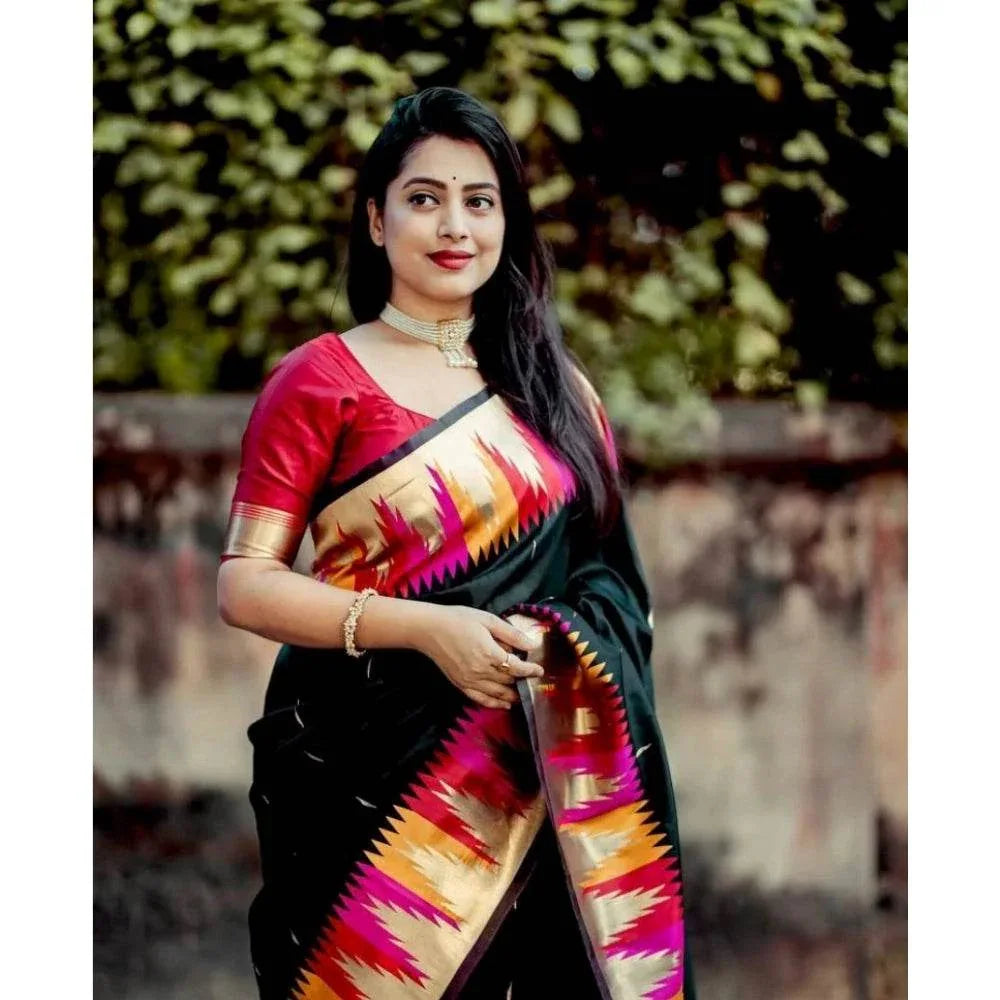 Generic Women's Silk Printed Saree With Unstitched Blouse 5.5Mtr (Multicolor) - MYLUXURY LANE ENTERPRISE