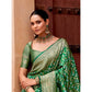 Generic Women's Silk Printed Saree With Unstitched Blouse 5.5Mtr (Green) - MYLUXURY LANE ENTERPRISE