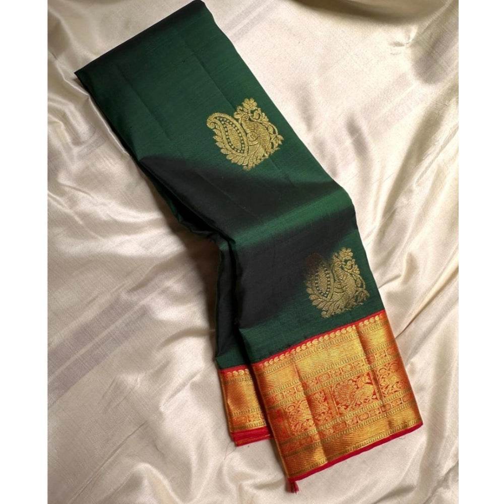 Generic Women's Silk Printed Saree With Unstitched Blouse 5.5Mtr (Green) - MYLUXURY LANE ENTERPRISE