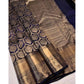 Generic Women's Silk Printed Saree With Unstitched Blouse 5.5Mtr (Navy Blue) - MYLUXURY LANE ENTERPRISE